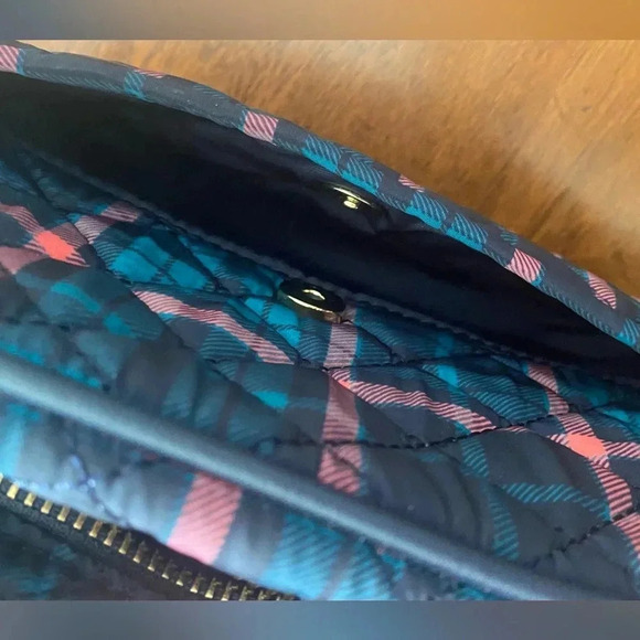 Talbots Women’s Tartan Plaid Quilted Crossbody Bag Adj Leather Strap & Trim EUC - Picture 7 of 11